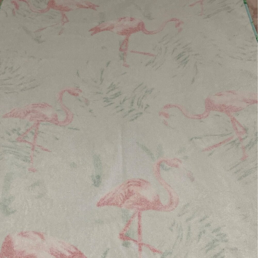 Blue Pink Flamingo Large Beach Towel Tropical Palm Leaf Pool Bath Cotton READ - Picture 7 of 16